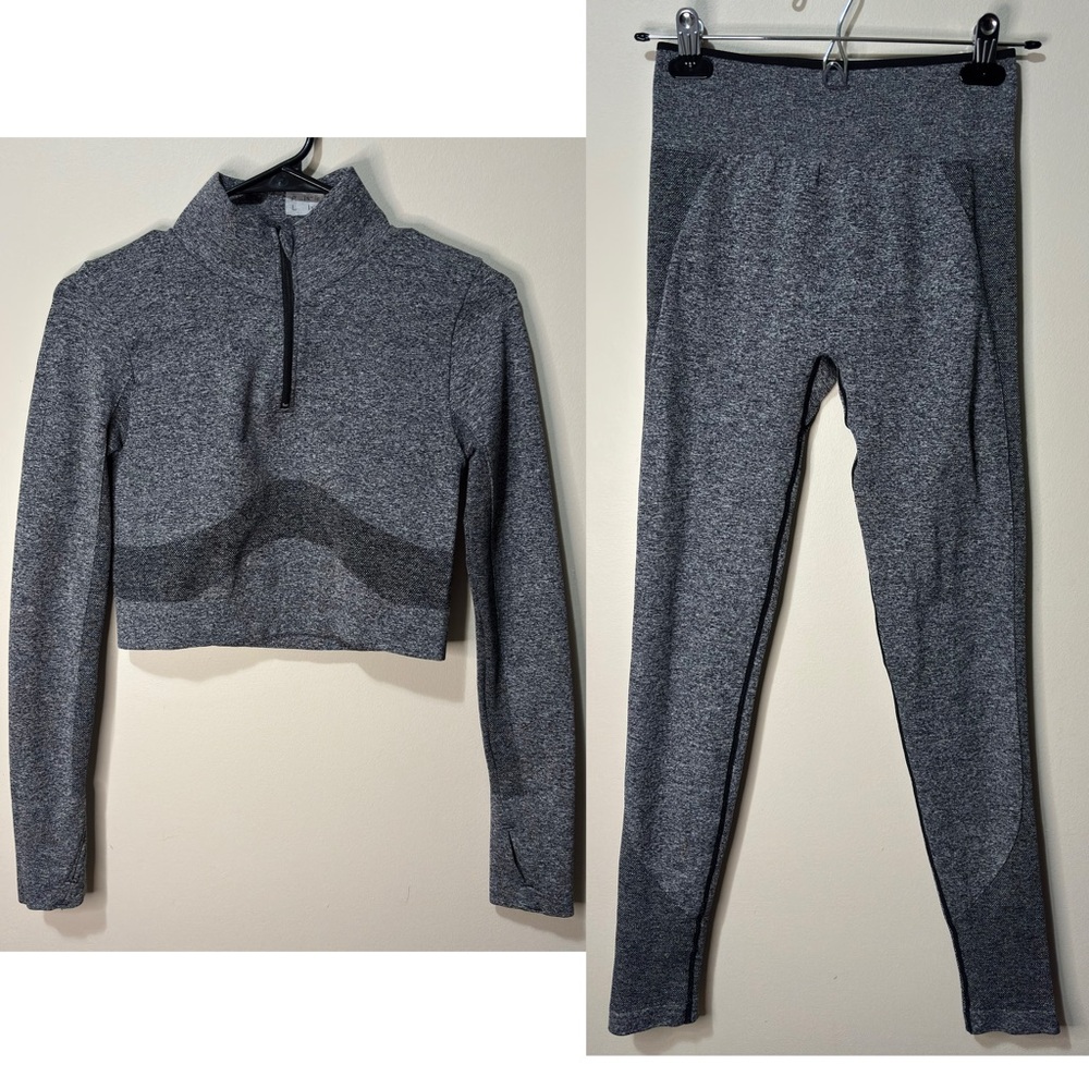 🌸Fashion Nova Sport Charcoal Gray Leggings Set